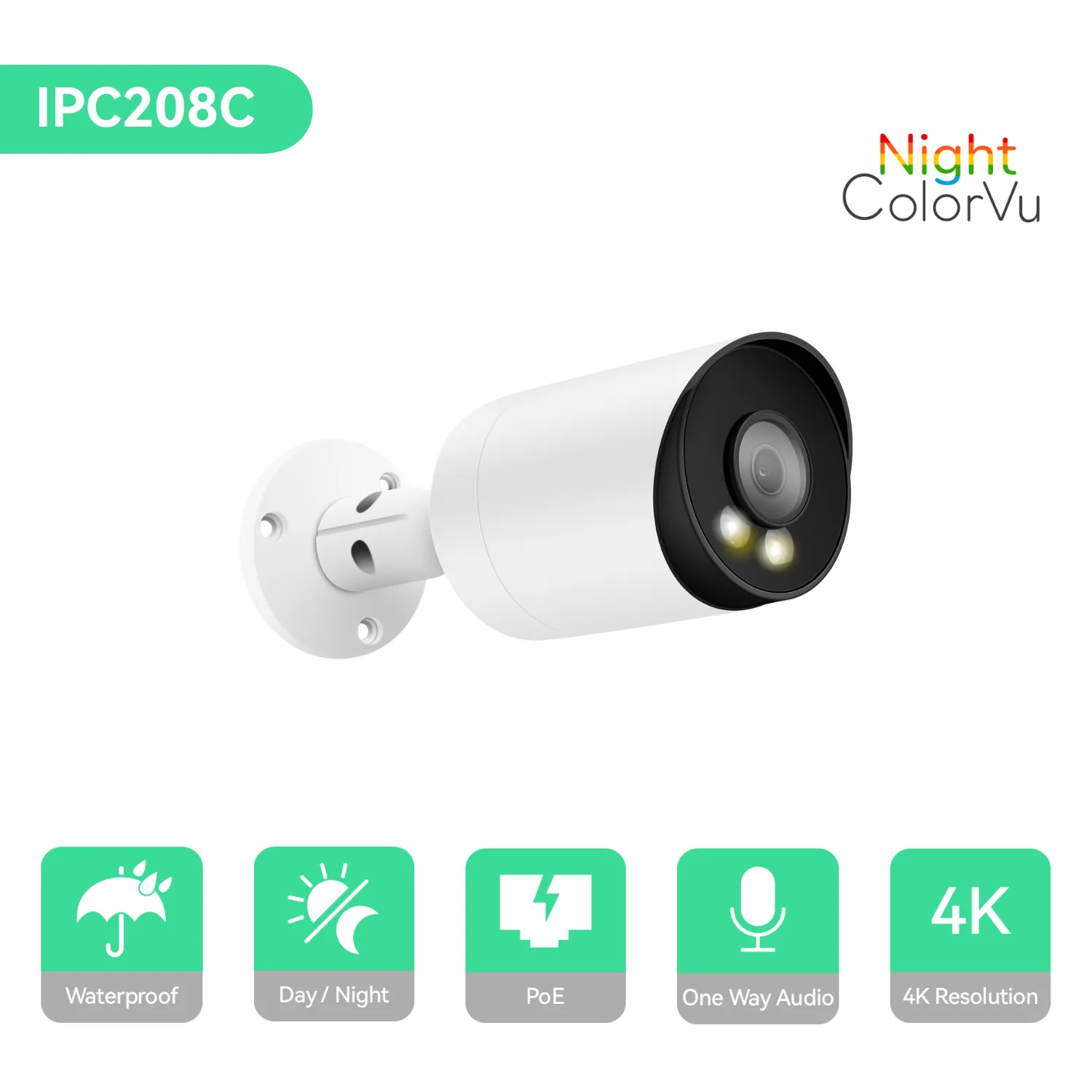 16 Channel 4K IP PoE Security Camera System 16ch 4K NVR and 12 8MP Colorful Night View Bullet PoE IP Cameras with 4TB HDD Support Audio Night Vision POE Plug-n-Play (KIT1612C8)