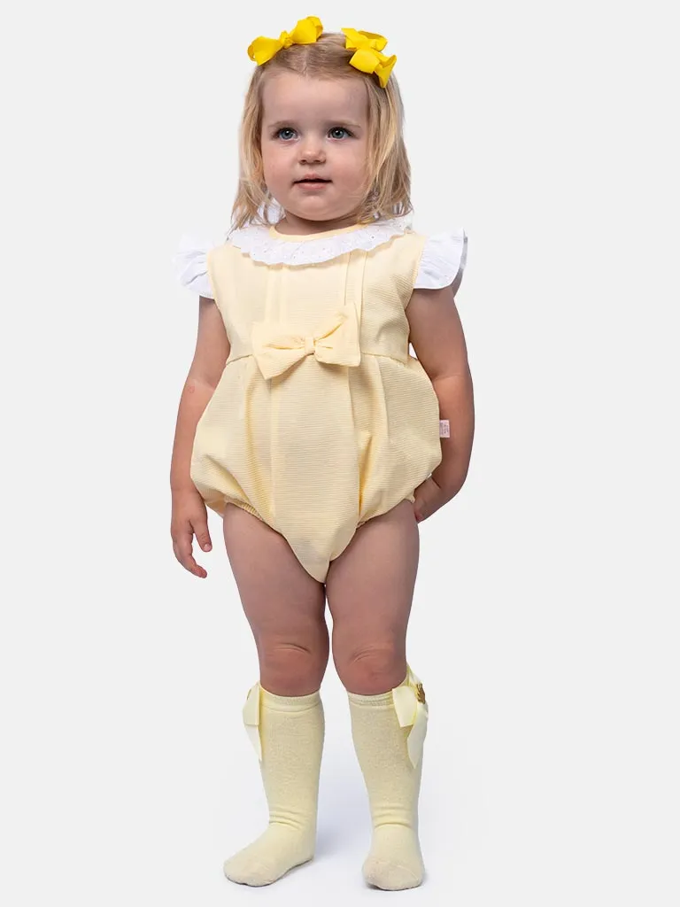 Baby Girl Eva Collection Spanish Romper-Lemon Yellow