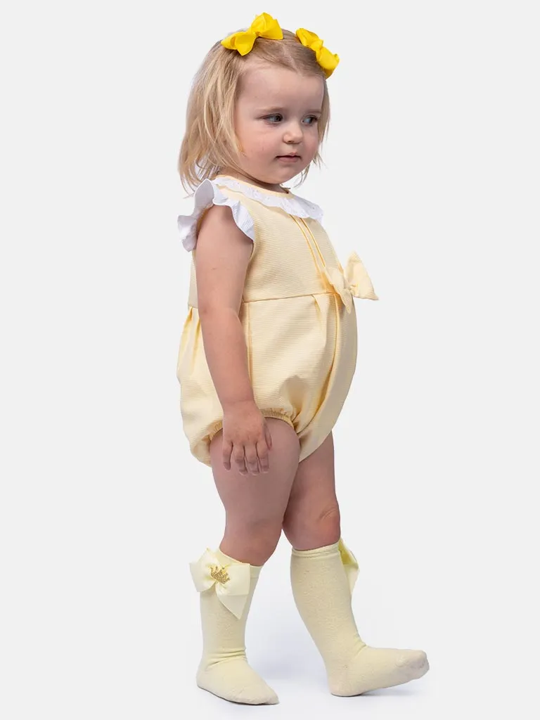 Baby Girl Eva Collection Spanish Romper-Lemon Yellow