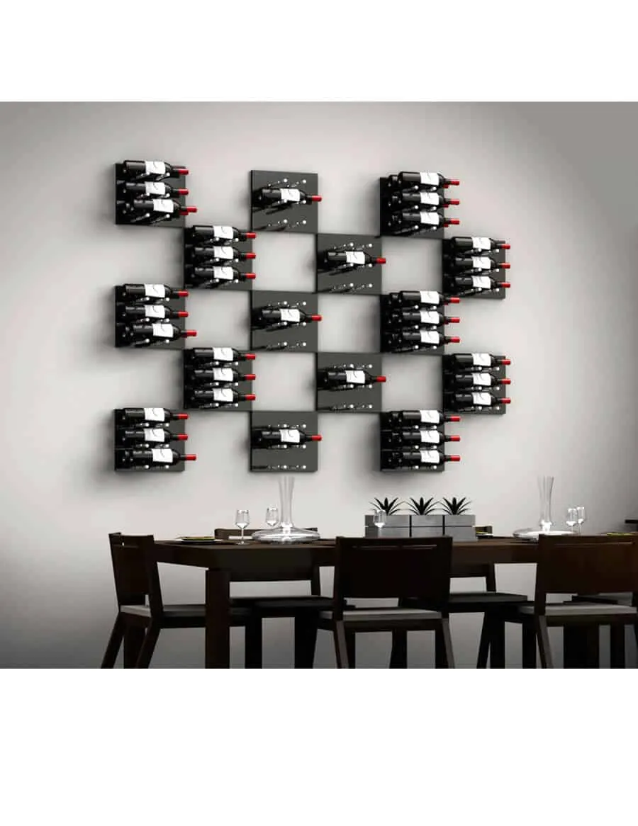 Fusion Wine Wall Panel (Label Forward)—Black Acrylic (3 Bottles)