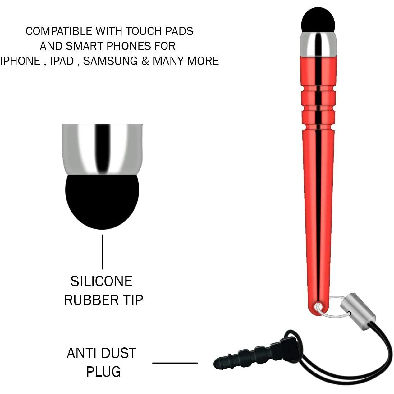 iSOUL Premium Quality 10 Pack Stylus Touch Pen With Anti-Dust Plug Cap IS-ST-984