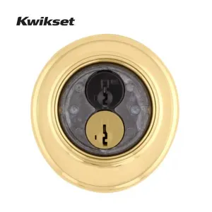 Kwikset - 816 - Key Control Deadbolt - Single Cylinder - Round Rose - 3 - Polished Brass - SmartKey Technology - Grade 2
