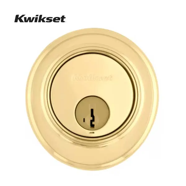 Kwikset - 816 - Key Control Deadbolt - Single Cylinder - Round Rose - 3 - Polished Brass - SmartKey Technology - Grade 2