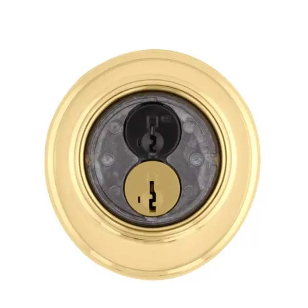 Kwikset - 816 - Key Control Deadbolt - Single Cylinder - Round Rose - 3 - Polished Brass - SmartKey Technology - Grade 2