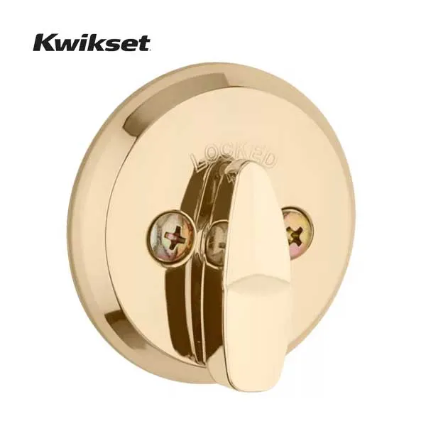 Kwikset - 816 - Key Control Deadbolt - Single Cylinder - Round Rose - 3 - Polished Brass - SmartKey Technology - Grade 2