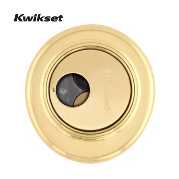 Kwikset - 816 - Key Control Deadbolt - Single Cylinder - Round Rose - 3 - Polished Brass - SmartKey Technology - Grade 2