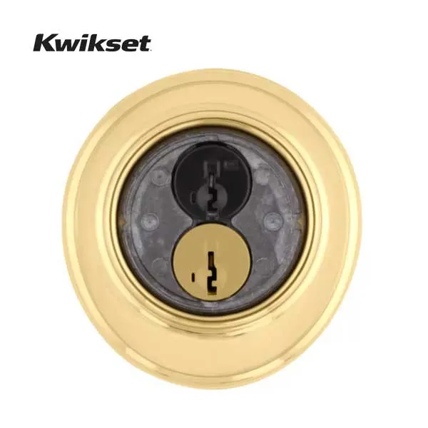 Kwikset - 816 - Key Control Deadbolt - Single Cylinder - Round Rose - 3 - Polished Brass - SmartKey Technology - Grade 2
