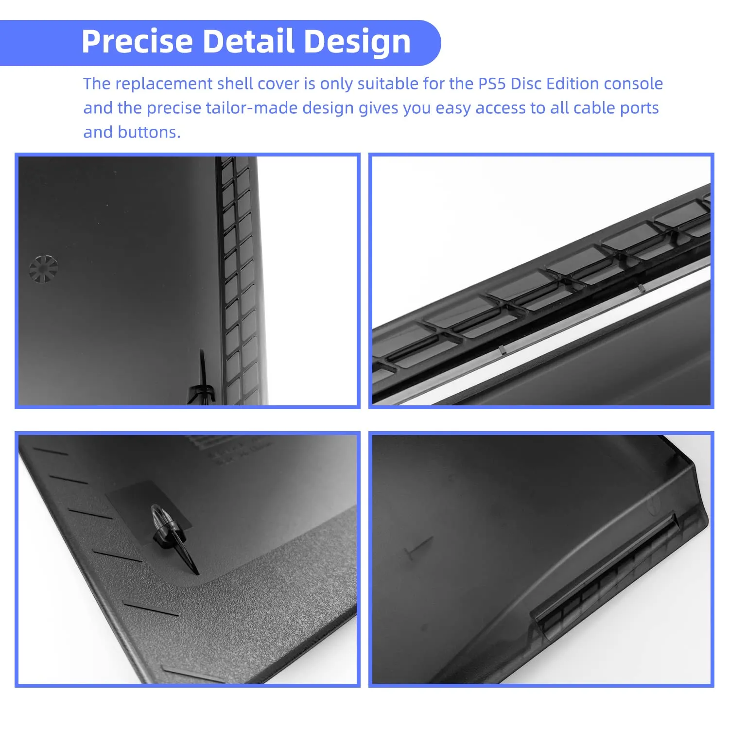 Mytrix 2-in-1 Translucent Black Faceplates for PS5 Disc Edition   RGB LED Light Strips Kit for PlayStation 5, LED Strip with Music Sync