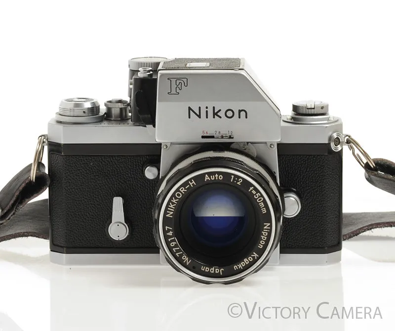 Nikon F Chrome 35mm Camera Body 50mm f2 Lens   Prism -New Seals- [EXC]