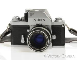 Nikon F Chrome 35mm Camera Body 50mm f2 Lens   Prism -New Seals- [EXC]
