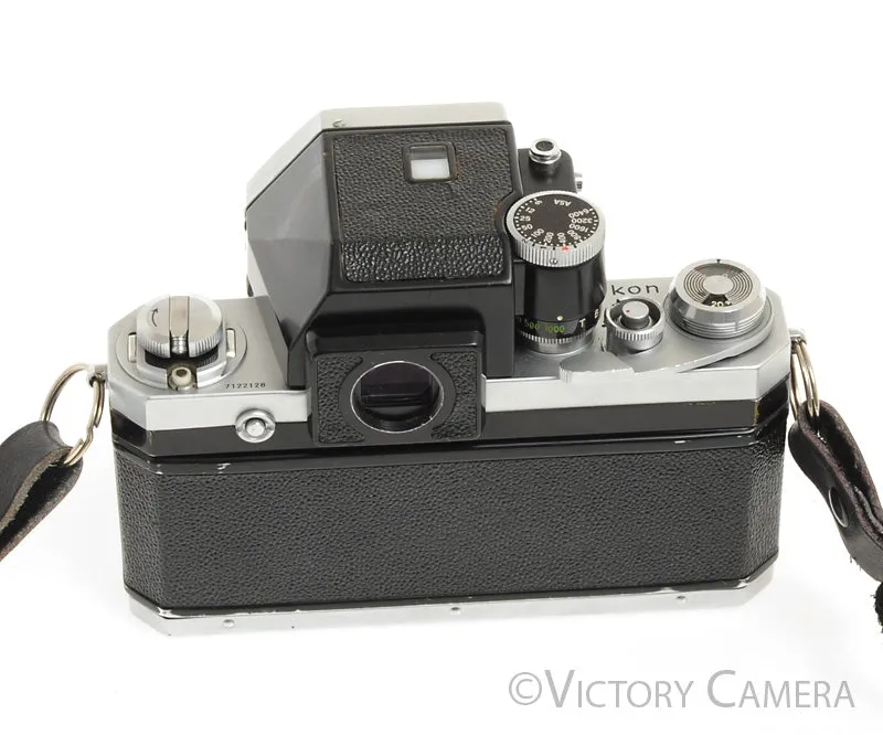 Nikon F Chrome 35mm Camera Body 50mm f2 Lens   Prism -New Seals- [EXC]