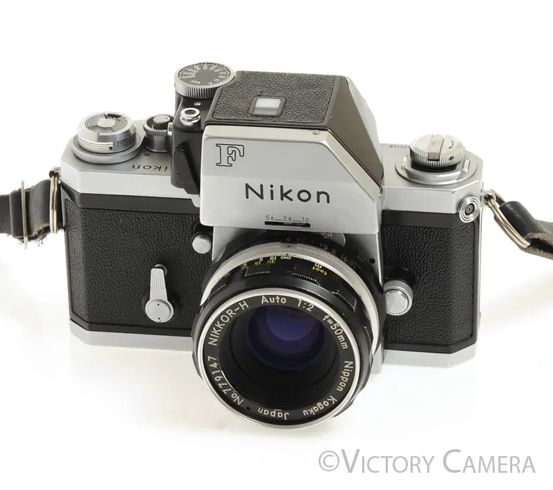 Nikon F Chrome 35mm Camera Body 50mm f2 Lens   Prism -New Seals- [EXC]