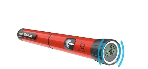 NovoPen Echo PLUS Smart Pen by Novo Nordisk - Measures 1/2 Units Blue or Red