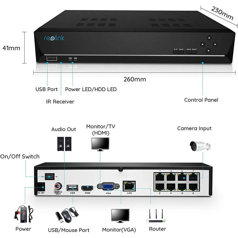 Reolink 4K 8-Channel Network Video Recorder (NVR)RLN8-410