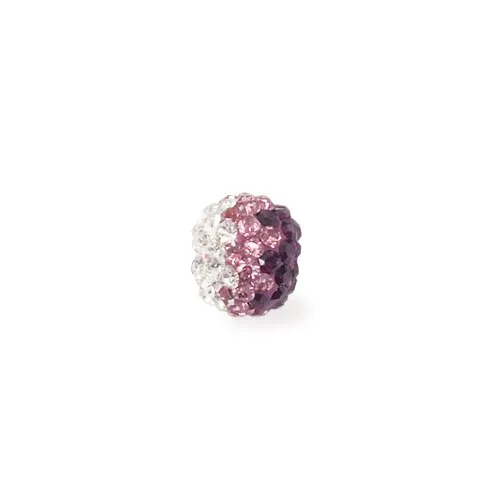 Shambala Rhinestone Bead - Amethyst/Pink/Crystal Ombre 10mm